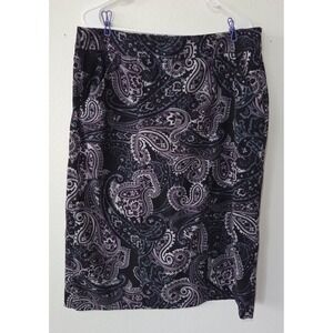 Cato Women's Purple Paisley Microsuede A-line Skirt Front Pockets Zip Closure 14